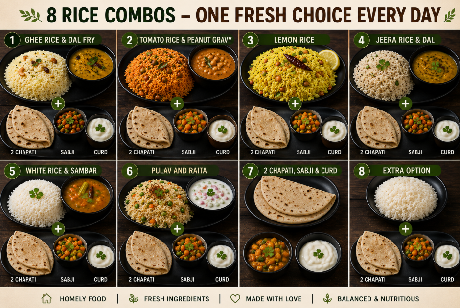 2 chapati sabji+ special rice +curd